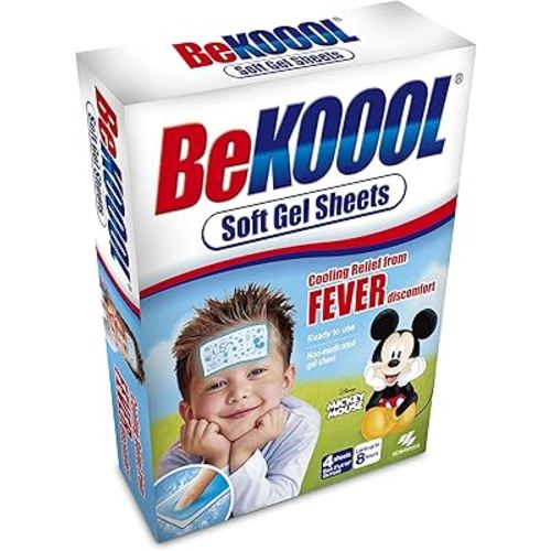 Be Koool Fever Soft Gel Sheets For Kids, Immediate Cooling Relief from Fever Discomfort, 12 Sheets