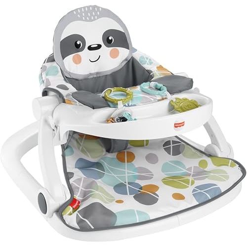 Fisher-Price Portable Baby Chair Sit-Me-Up Floor Seat with Snack Tray, Newborn Sensory Activity Toys & Plush Cute Sloth Washable Pad​