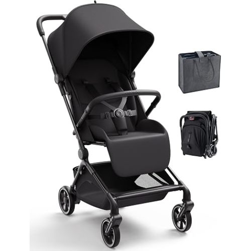 Momcozy TuckGo Travel Stroller, Spacious Seat, One-Hand Fold, 33 L Storage