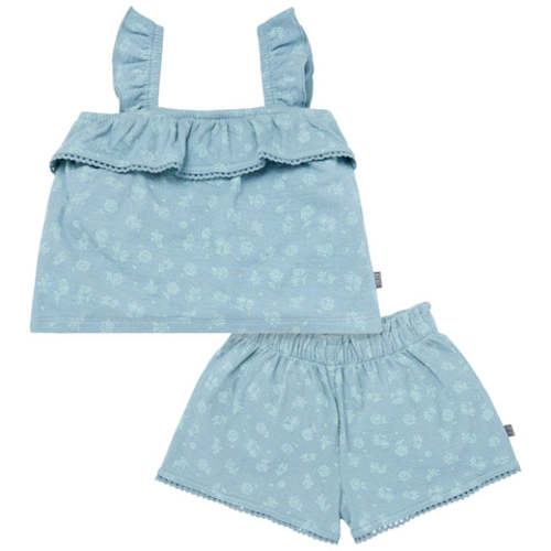 2-Piece Infant &amp; Toddler Girls Teal Floral Top and Shorts Set