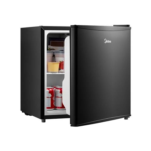 Midea 1.6 Cu.ft Mini Fridge, Energy Star Certified, Low Noise for Bedroom | Adjustable Thermostat, Reversible Door
