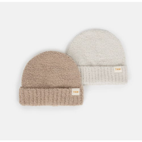 Beanies Set of 2 - Fuzzy (Pecan & Ecru)
