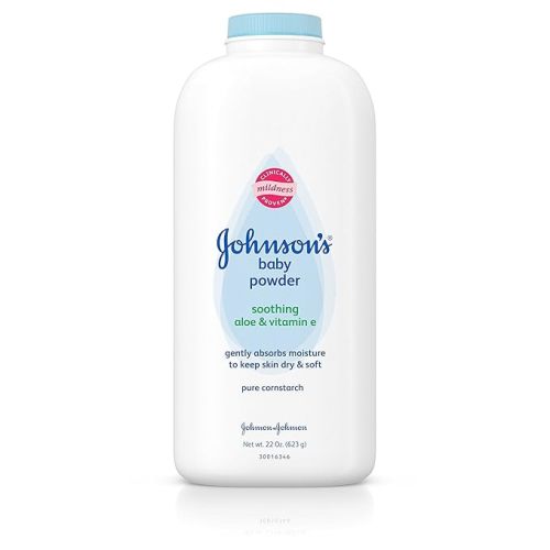 Johnson's Baby Powder with Naturally Derived Cornstarch Aloe & Vitamin E, Hypoallergenic, 22 oz (Pack of 6)