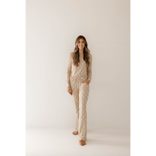 Tan & Cream Lightning Bolt | Women's Bamboo Pajamas