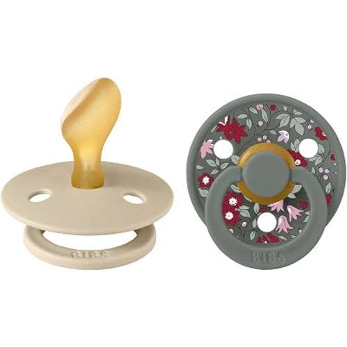 BIBS Pacifiers x Liberty Colour Collection | Natural Rubber Baby Pacifier | Set of 2 BPA-Free Soothers | Made in Denmark | Anatomical nipple | Chamomile Lawn - Vanilla/Pine