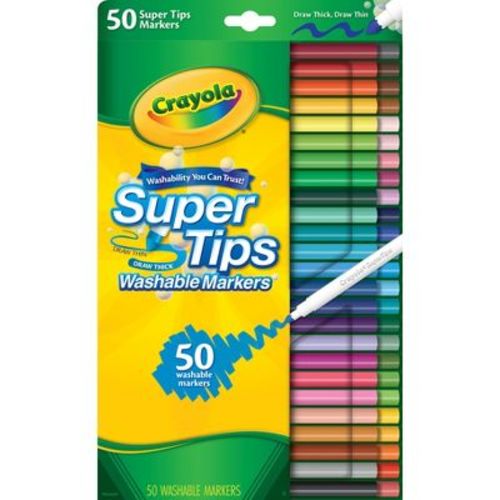Crayola 50ct Super Tips Washable Markers, Kids School Supplies, Art Classroom Must Haves for Teachers, Coloring Gift, Ages 3+