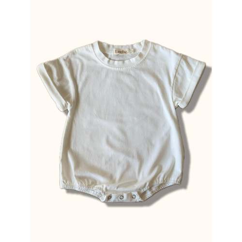 Cuffed Baby Tee Romper in Milk | Leche. Baby