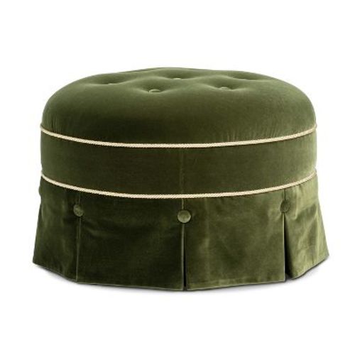 Jennifer Taylor Home Maribel 24" Round Upholstered Accent Ottoman, Olive Green Performance Velvet