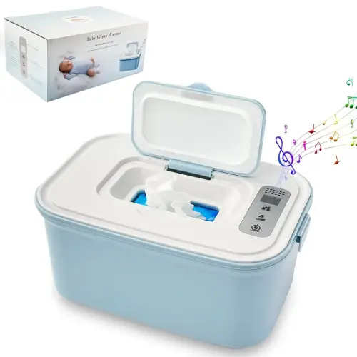 SKYWOT Baby Wipe Warmer, Innovative White Noise and Spring Design Baby Wet Wipes Dispenser, Upgraded long-lasting insulation，4 Modes of Temperature Heating Control, No Need for Water and Sponge (blue)