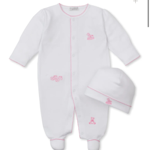 Vintage Toy Treasures White/Pink Footie & Hat Set