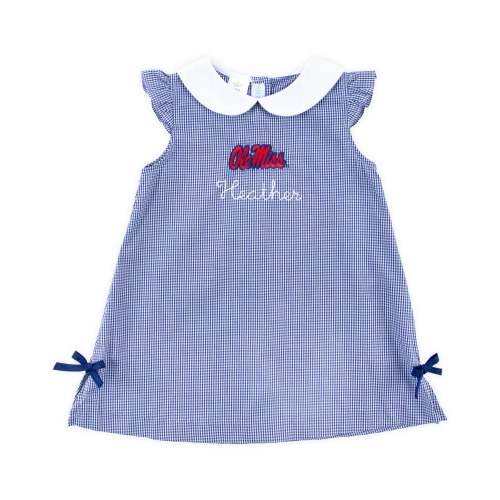 Ole Miss Embroidered Navy Gingham Dress
