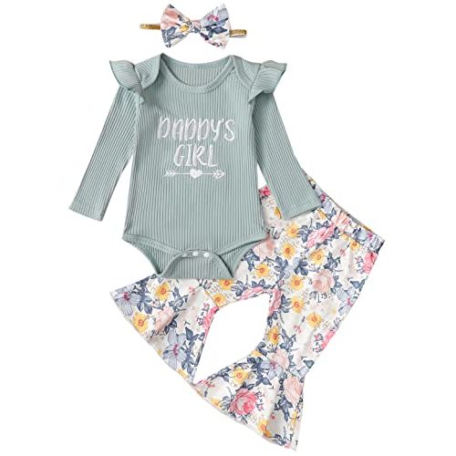 Singcoco Newborn Girl Clothes Baby Floral Outfit Daddy's Girl Bodysuit