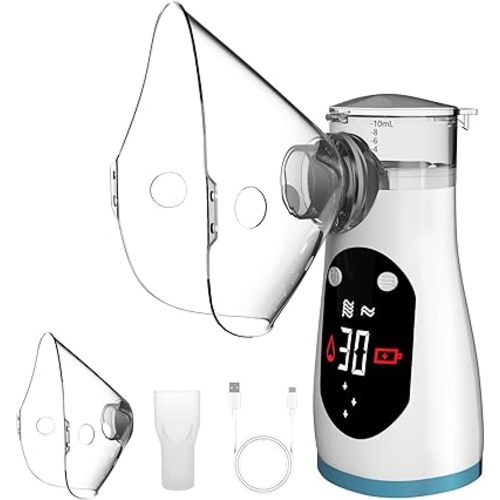 Smart Rechargeable Portable Nebulizer with LCD Screen – Compact, Powerful & Ideal for On-The-Go, Home & Travel Use, Innovative Nebulizer for Enhanced Breathing