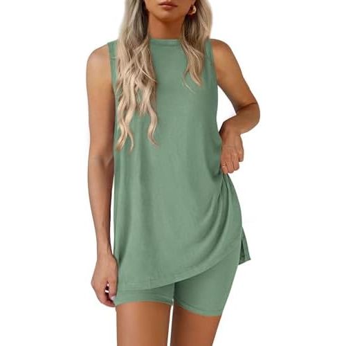 PRETTYGARDEN 2 Piece Sets for Women 2026 Summer Matching Lounge Shorts Set Resort Airport Travel Loungewear Outfits Clothing