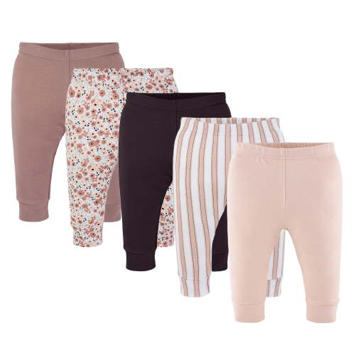 The Peanutshell Cottage Girl Baby Girl Pants, Cotton Baby Clothes for Girls, 0-24 Months, 5 Pack