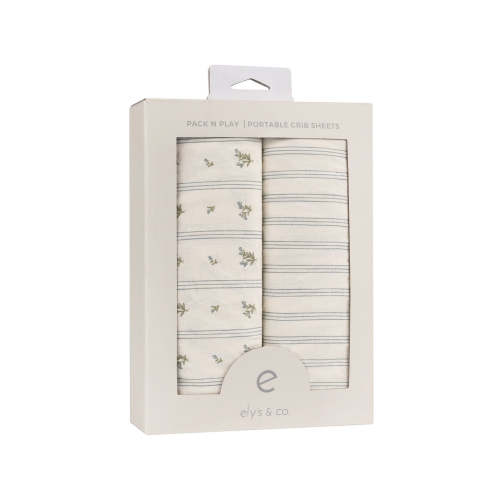 Pack N Play I Portable Crib Sheet Set - Linear Berry Leaf – Ely's & Co.