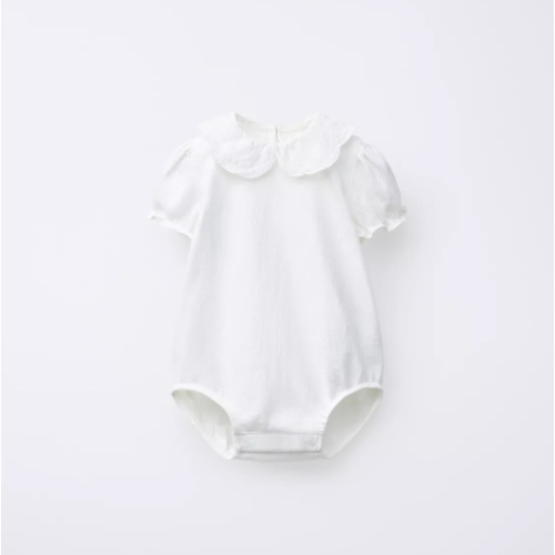 EMBROIDERED COLLAR BODYSUIT - Light ecru | ZARA United States