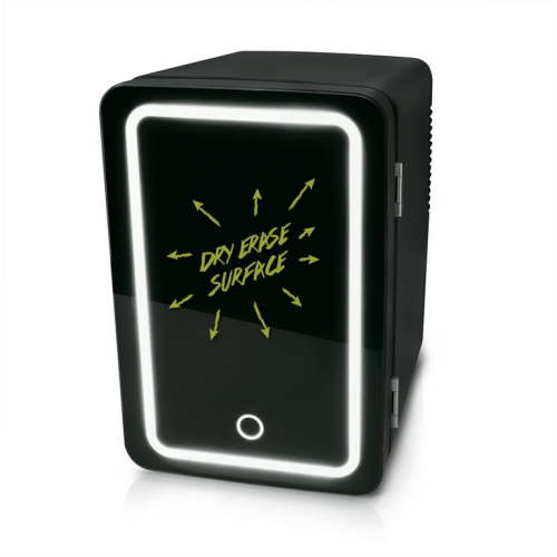 Personal Chiller LED Lighted Mini Fridge with Glass Hinged Door, 10.6"x11.7"x737", New, Black