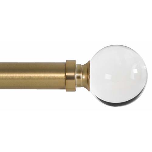 Ivilon Drapery Treatment Window Curtain Rod - Acrylic Ball 1 inch Pole. 72 to 144 Inch. Warm Gold