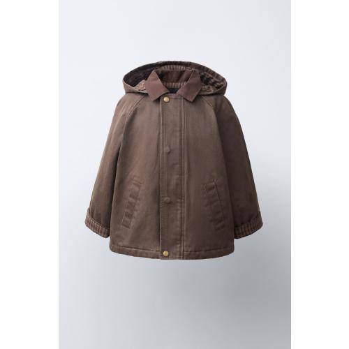 WAXED HOODIE JACKET - Brown | ZARA United States