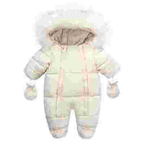 Bjutir Baby Girl Boy Coat Romper Winter Snowsuit Toddler Jacket Clothes Zipper Jumpsuit Hooded Snow Wear Coat Outwear Beige Size 0-6 Months