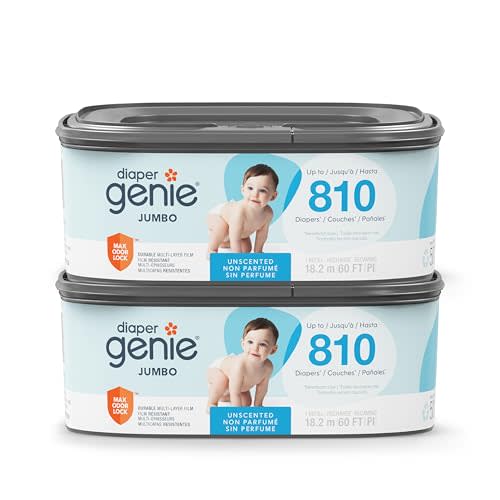 Diaper Genie Jumbo Square Refills 2-Pack with Continuous Film, 810 Count