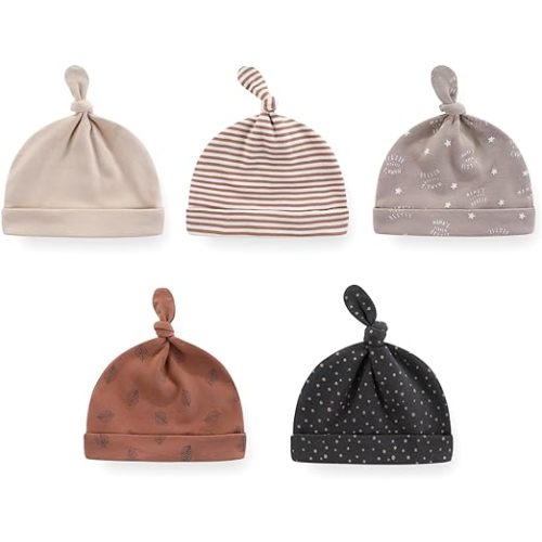 5 Pack Unisex New born Boy Girls Hats Sets Cotton Soft Infant Accessory Caps 0-6 Months Baby Essentials