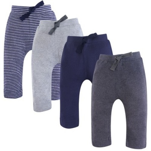 Touched by Nature Basics Infant Baby Organic Cotton Pants 4-Pack, Ocean Stone, 3-6 Months