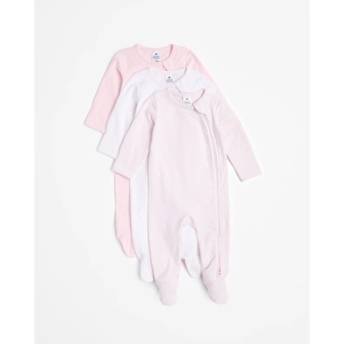 Baby Organic Cotton Print Zip Coveralls 3 Pack - Pink | Target Australia