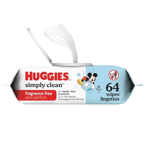Huggies Simply Clean Unscented Baby Diaper Wipes, 1 Flip-Top Pack (64 Wipes Total), Packaging May Vary