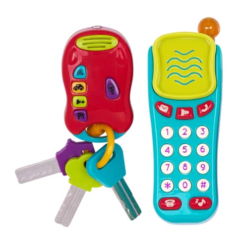 Battat – Sensory Toys – Pretend Phone & Keychain – Toddler Light – Up Toy Car Keys – 10+ Months+ - Light & Sound