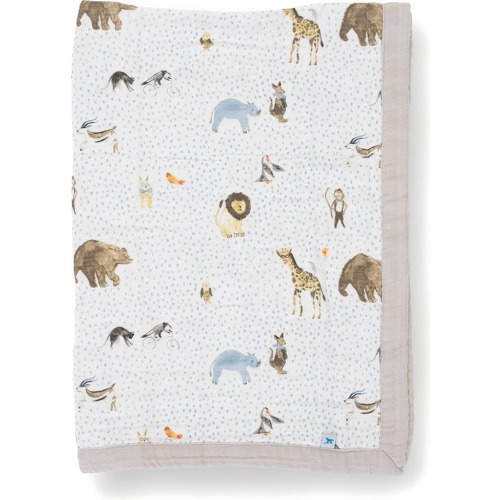 little unicorn Cotton Muslin Baby Quilt, Party Animals