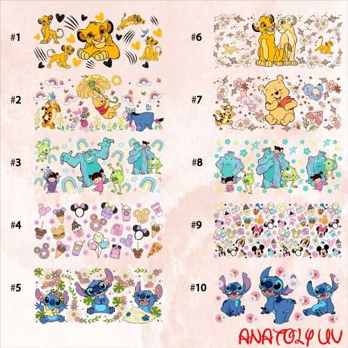 Disney Uv Dtf, Disney 16oz Wrap, Single UV DTF, No Heat Needed, Permanent Adhesive, Waterproof, Ready to Apply, Uv Dtf Decals, High Quality