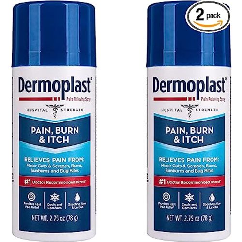 Dermoplast Pain, Burn & Itch Relief Spray for Minor Cuts, Burns and Bug Bites, 2.75 Oz, Pack of 2 (Packaging May Vary)