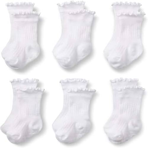 Amazon.com: Amazon Essentials x Sofia Grainge Toddler and Baby Girls' Scallop Top Socks with Non-Slip Grippers, 6 Pairs