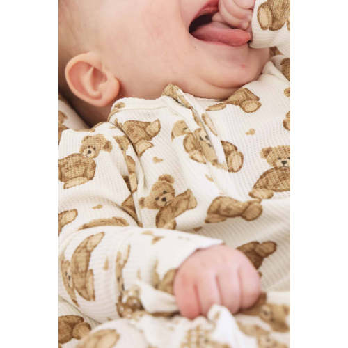 Beary Sweet Bamboo Waffle Zipper Footie