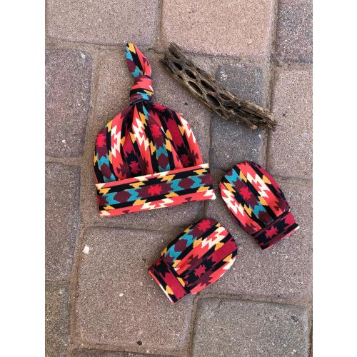 Southwest Welcome Home Set: Newborn Cap & No Scratch Mitts
