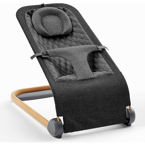 Fodoss Baby Bouncer,Portable Seat for Infants, Ergonomic Design Baby Bouncer Chair, Bouncer for Babies 0-12 Months, Black