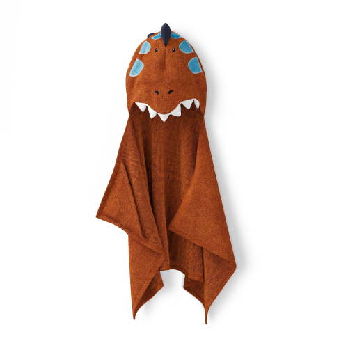 Mainstays Kids Hooded Cotton Terry Bath Towel, 25" x 50", Orange Dino