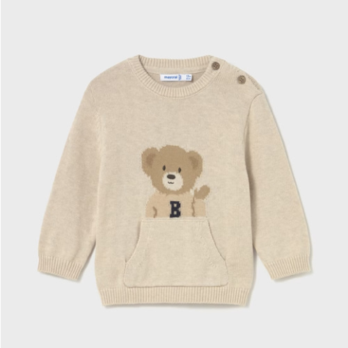 Baby Sweater with Bear Pocket