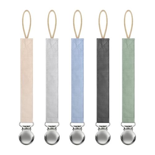 Linen Pacifier Clip for Baby Girls & Boys, 5 Pack Binky Clips