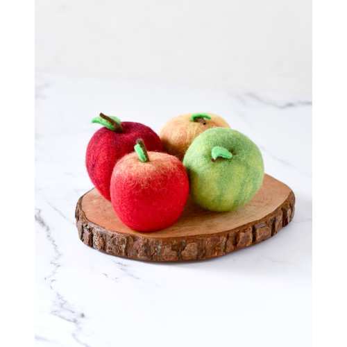 Felt Apples | Set of 4 Felt Apples Felt Play Food | Felt Pink Lady, Felt Granny Smith Apple, Felt Red Delicious Apple, Felt Golden Delicious