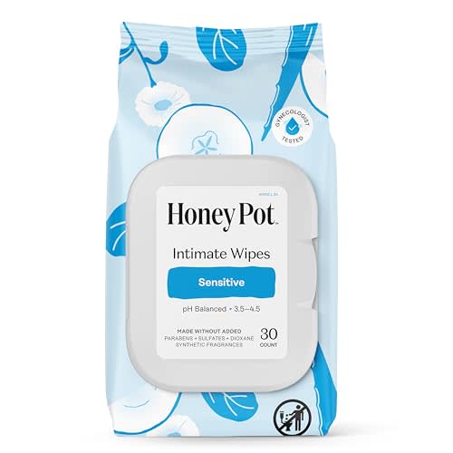 The Honey Pot Company - Feminine Wipes - Daily PH Balancing, Fragrance & Sulfate Free Wipes for Intimate Parts, Body, or Face - Hygiene Products - Sensitive 30 ct