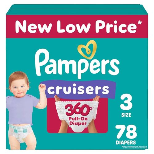 Pampers Diapers - Cruisers 360 - Size 3, 78 Count, Babyproof up to 100% Leakproof Pull-On Diaper