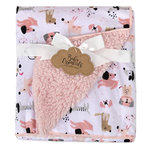 Sherpa Fleece Baby Blankets for Boys and Girls – Colorful, Reversible Baby Blankets for Newborns, Infants, Toddlers, and Nursery (Puppy Pink)