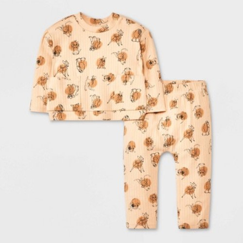 Baby Girls' Disney Ribbed Top and Bottom Set - Brown, Size: 12M
