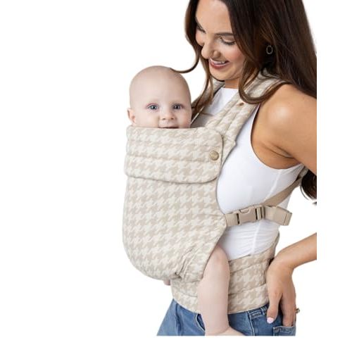 Mabē Monarch Ergonomic Baby Carrier – Premium Cotton Soft Structured Newborn to Toddler Carrier with Hip-Healthy Design, 3 Carry Positions (7-35lbs), Lightweight & Breathable, (Houndstooth)