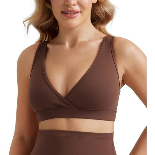 CRZ YOGA Butterluxe Maternity V Neck Nursing Bras - Wireless Sleep Breastfeeding Lounge Womens Pregnancy Bralette Comfy