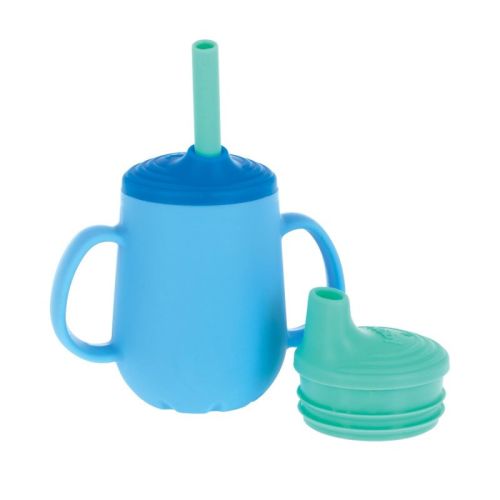 Nuby 4oz 2 Handle Silicone Cup with Spout Lid - Boy
