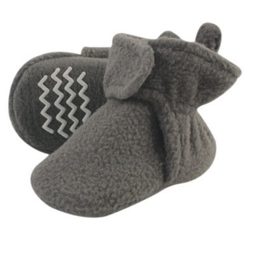 Hudson Baby Infant Baby Cozy Fleece Booties, Charcoal Gray, 0-6 Months